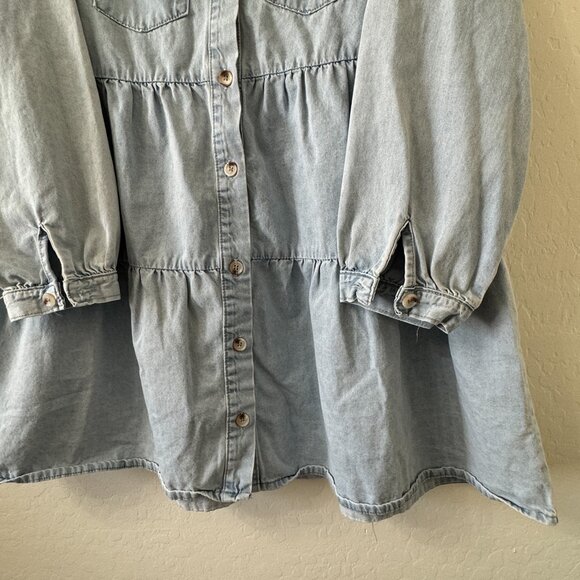 Andree by Unit Button Down Tiered Denim Mini Dress Size 1X - Picture 4 of 9